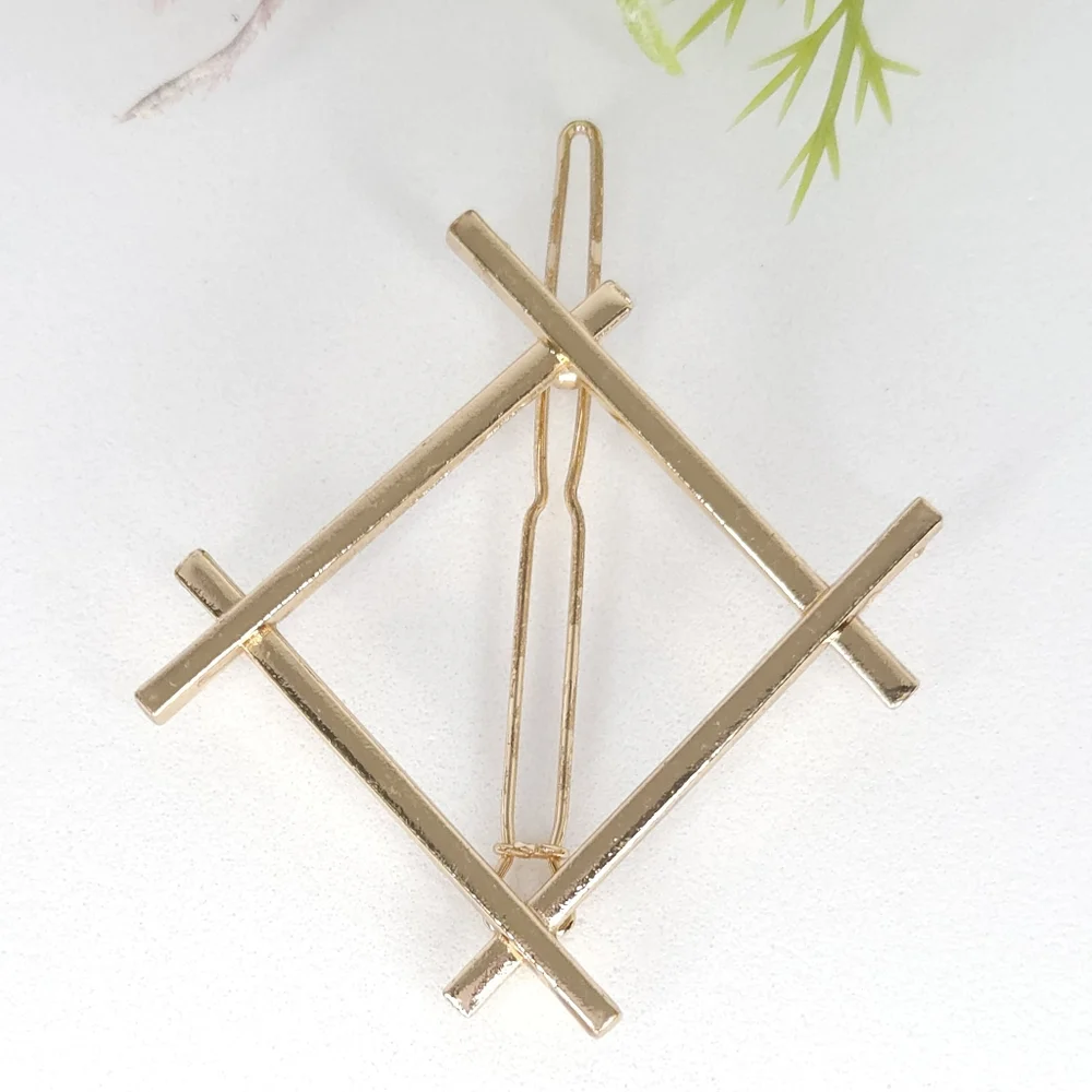 Gold Plated Geometric Hair Barrette